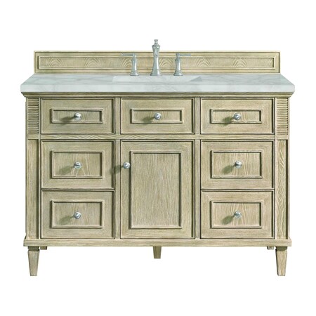 James Martin Vanities 48'' Single Vanity, Whitewashed Oak w/ 3 CM Victorian Silver Quartz Top 424-V48-WWO-3VSL